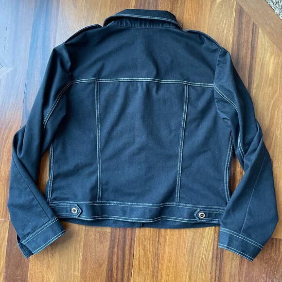 St John Sport Sz XL Black Denim Jean Jacket - Picture 2 of 8